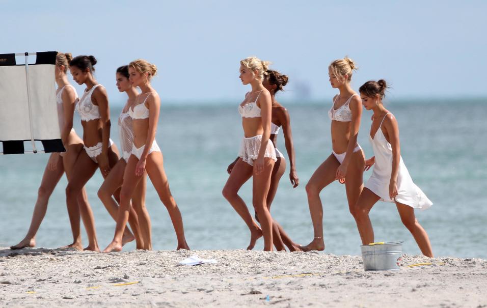 Victorias Secret Angels White Lingerie Miami Beach