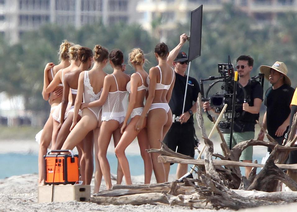 Victorias Secret Angels White Lingerie Miami Beach
